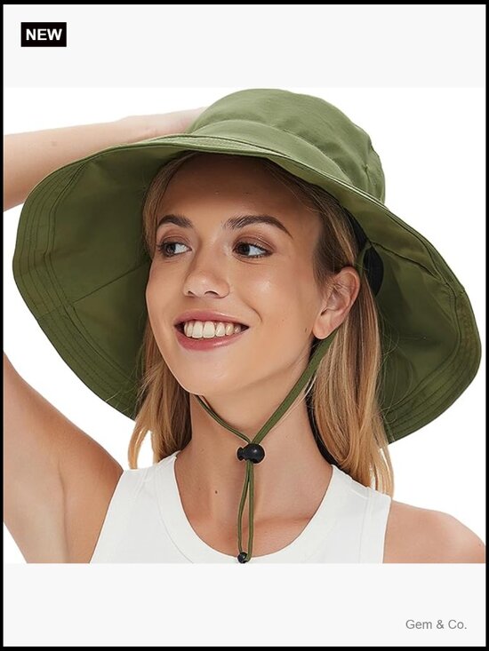 UV Protection Wide Brim Bucket Hat with Ponytail Hole Waterproof Foldable main image 4